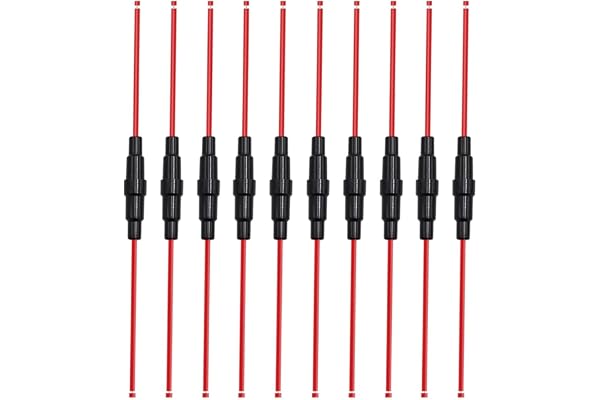 Aiqeer 10 Stycken 6 X 30 mm 32V 20A Inline Glasrör Säkringshållare, AGC Glassäkringshållare med 16 AWG Tråd