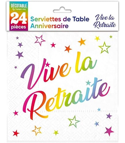 Serviettes De Table Anniversaire & Retraite ×24 | Design Blanc Argenté - Jetables & Pratiques !