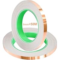 QitinDasen 50M X 6mm Premium Kupferfolienband, Kupferfolie Kupferband, EMI Abschirmband Selbstklebend Abschirmband…