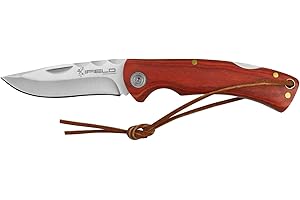 iFIELD Navaja de Madera Camper EL29035, con Mango Stamina, Hoja de 8,5 cms, Total 20 cms, diseñado en España, Herramienta de Camping para Pesca, Caza, Actividad Deportiva