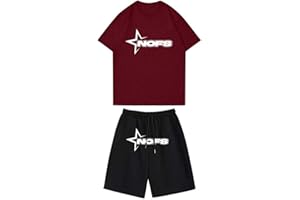 XUEQINGDE NOFS Short Set Herren,NOFS Jogger Herren Trainingsanzug,NOFS Tracksuit NOFS T-Shirt für Herren,Y2K 2-teiliges Set mit T-Shirt und Kurze Hose,Unisex Anzug NOFS Short