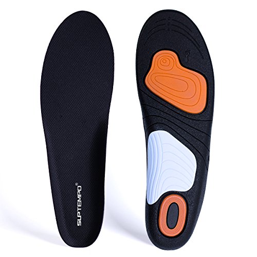 SUPTEMPO Plantillas para Zapatos de Amortiguadoras Plantillas de sport transpirable Cuttable con protección del talón Foot Arch Support Alivia el dolor (UK4-7 EU37-40)