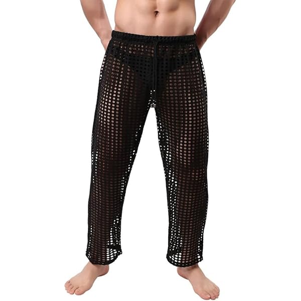 ZAIGELUO Sexy Transparent Pyjama Set for Men, Sheer Mesh Casual T-Shirt, Lounge Pants, Nightwear, 1 x Orange ZAIGELUO Sexy Transparent Pyjama Set for Men, Sheer Mesh Casual T-Shirt, Lounge Pants, Nightwear, 1 x Orange