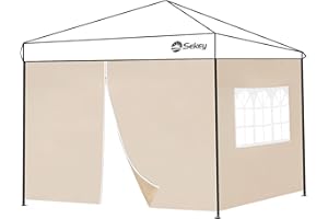 Sekey 2PCS Seitenwände für Pavillon 3x3 Wasserdicht Winterfest, Seitenwände für Pavillon Partyzelt Gartenzelt 3x3m, 1 Fenster 1 Tür, Grau (Khaki, 1 Fenster 1 Tür)