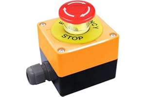 dstfuy Not Aus Druckschalter, 1NC,1NO wasserdicht IP65 rotes Schild, Pilz Not Aus Schalter mit AC 660 V 10A, Not Aus Schalter Box, Not-Aus-Schalter (yellow)