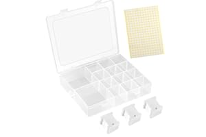 FEPITO 120 Pcs En Plastique Blanc Bobines De Bobines Set Bobines De Fil À Broder Avec Boîte De Rangement Et 260 Pcs Blanc Autocollants