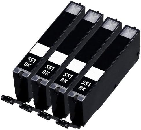 4 Black Compatible Canon CLI-551Bk Printer Ink Cartridge for Canon Pixma iP7250, iP8750, iX6850, MG5450, MG5550, MG5650, MG6350, MG6450, MG6650, MG7150, MG7550, MX725, MX925