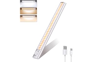 DFGOTOP Under Cupboard Kitchen Lights 160LED, Motion Sensor Light Indoor, Rechargeable 3 Colors Temperatures Cupboard Light USB for Wardrobe Kitchen Stairs [Energy Class A+++]