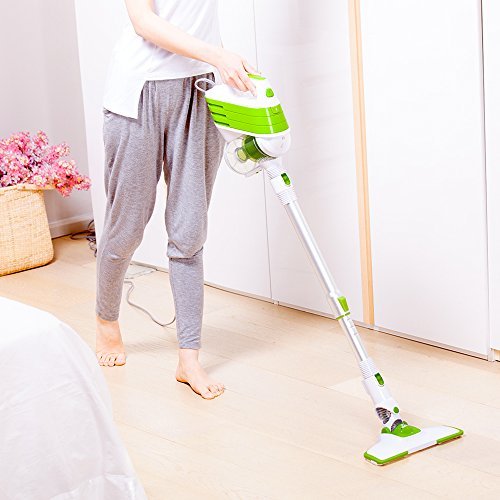 PUPPYOO Aspiradora de Succión Buena Doméstica de Mano con Hilo Aspirador Portátil para Hogar Multi-sistema Limpiador Ruido Bajo Aspiradoras Escoba (Blanco&Verde)