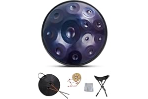 LSZMXI Handpan Drum Instrument, D Minor 12 Notes 22" Steel Hand Drum with Soft Handpan Bag, 2 Handpan Maillets, Handpan Stand, for Sound Healing, Personal Meditation and Relaxation 12Notes bleu