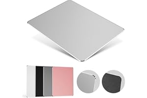 HONKID Tapis de Souris en Aluminium en Métal, Ultra Mince Anti-dérapant étanche Alliage d'aluminium Surface et PU Cuir, Mouse Pad Contrôle Rapide et précis pour Les Jeux, Le Bureau, 23x18cm, Argenté