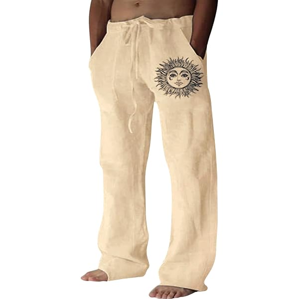 Pantalon Homme En Lin Léger - Motif Colibri - Coupe Ample Décontractée - Parfait Pour L'été, La Plage Et Les Loisirs - 9