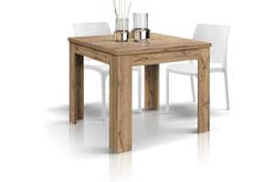 PAZZO DESIGN Tavolo Allungabile Brigitte, Rovere Rustico, Nobilitato Melaminico, Cucina, Sala Da Pranzo, Soggiorno, Made in Italy, 90x90 cm - id_1900