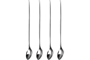 RANASONS Stainless Steel Long Handle Soda Spoons for Latte Coffee, Tee Desert, Ice Cream, Cocktail Mixing Bar Spoons & Perfect for Tall Latte & Sundae Glasses