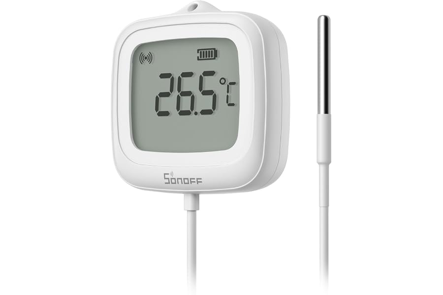 SONOFF SNZB - 02LD Sensor Temp. Zigbee Impermeable | 1.5m Sonda Acero Inoxidable, LCD, -40~115°C, APP, Soporte Magnético, Com