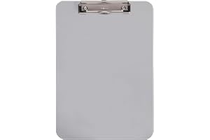 MAUL Portapapeles A4 31.6 x 22.5 x 1.4 cm | Clipboard de plástico DIN A4 vertical con pinza metálica gris