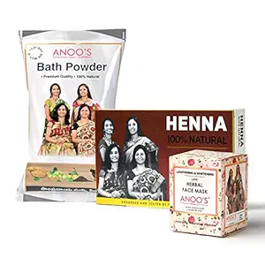 Anoos Henna 100g, L & W Mask 40g, Bath Powder 180g Combo
