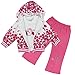 iiniim 3pcs Baby Girls Peony Coat + Long Sleeve T-shirt+ Pants Clothes Outfit Set Hot Pink 18-24 Months