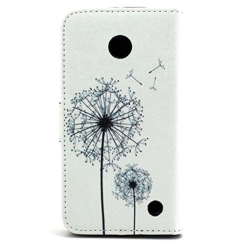 Nokia 630/635 Smartphone Pelle,PU Cuoio Caso Guscio Con carte di credito slot Protettiva in Pelle Flip Case Wallet Cover per Nokia Lumia 630/635 Custodia Portafoglio Casi(Dente di Leone)
