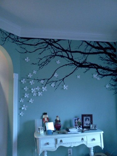 Wandaufkleber Baum Top Niederlassung Hause Vinyl Wandtattoo Aufkleber Wall Art sticker 100 „(w) * 44“ (h)(schwarz) - 3
