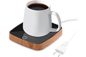 Kqpoinw Chauffe Tasses, Réchauffeur De Tasse à Café électrique avec 3 Réglages De Température (104 ℉ 122 ℉ à 131 ℉), Chauffe-café à Capteur Tactile pour Thé, Café, Lait (Couleur Bois)