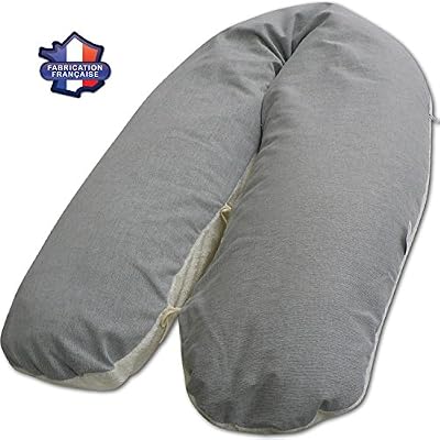 MODULIT : Coussin d'allaitement 180 cm déhoussable avec sa housse '' Bambou Gris '' en bambou, Fabrication Française