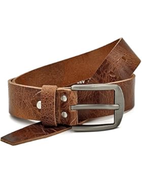 Brauner rustikaler stabiler Vollledergürtel aus Büffelleder, 40mm breit und ca. 4mm stark, kürzbar, Bundweite...