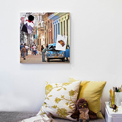 banjado – Magnettafel Pinnwand 50x50cm quadratisch Küche Memoboard mit Motiv Kuba - 4