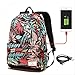Produktbild ZPFHB USB Lade Laptop Rucksack Frauen für Jugendliche mädchen Schule Rucksack Tasche Druck weibliche rucksäcke Reise Rucksack 45x30x15 cm rot klein