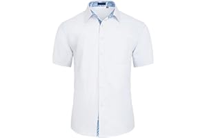 Enlision Chemises pour Hommes Habillées Manches Courtes Chemise Casual Regular Fit Chemises Formal Business Chemise