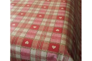 KARINA HOME Red Sweetheart Check EasyWipe PVC Vinyl Tablecloth - Size 140cm x 200cm