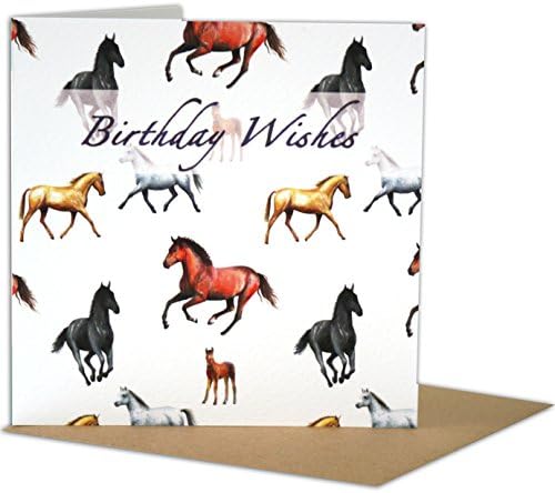 Horse Pony and Foal Quality Blank Birthday Card - Greeting Card for Men - Women