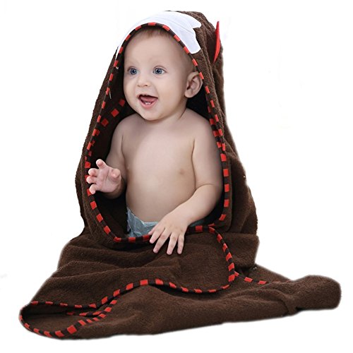 DINGANG® Soft Hooded Cotton Baby Bath Towel Wrap,100% Cotton, 90cm x 90cm