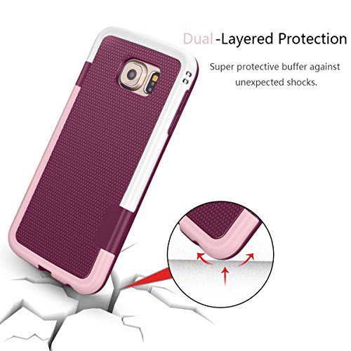 Galaxy S6 Funda -  Ultra Hybrid  HanLuckyStars Funda Carcasa Case TPU Matte Shell Exact Bumper Tope Shock Protecci  n Gota Anti-Ara  azos   Choque Absorci  n Borrar Espalda para Samsung Galaxy S6  RojoVino 