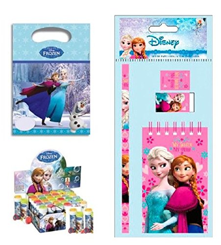 IRPot - KIT 6 REGALINI DOPO FESTA ELSA E ANNA FROZEN GADGET CON SET CANCELLERIA BOLLE