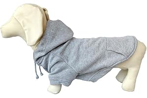 Lovelonglong Blank Basic Hoodie Sweatshirt for Dogs 100% Cotton Fits Small Medium Dachshund Large Dog Gray D-S