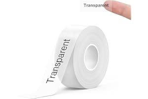 SUPVAN E10/E16 Continuous Label Maker Tape 15mmx6m, Waterproof, Clear Printing, Strong Adhesive, Multipurpose Thermal Label Paper for File Folder, Organization, Creation, Transparent, 0.59" x19.68’