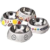 Futternapf Hund, Legendog 4 Stück Edelstahl Anti Schling Hund Welpe Napf Trinknapf Wassernapf Fressnapf Futterschüssel für Hunde Welpen Katzen 10.5 CM