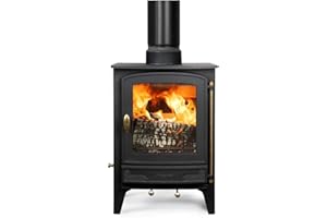 Mazona Warwick Multi Wood & Fuel Fireplace - 5kW | Freestanding Steel Wood Burner & Smokeless Fuel Burning Stove Heater with Airwash System | Eco Emissions, DERFA Approved | Matte Black