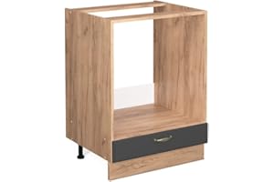 Vicco Armario para Horno Empotrado Fame-Line, Antracita-Oro/Roble Dorado, 60 cm sin encimera