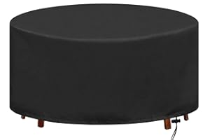 HGPFCB Garden Furniture Covers, Round Garden Table Cover Waterproof Windproof Anti-UV 420D Heavy Duty Oxford Fabric Outdoor Table Cover Patio Circular Table Cover -A-140x70cm(55×27inch)