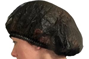 VANITY UK Mob Caps Black (50) Disposable Elasticated Hair Net for Spray Tans Hair Covering Catering Kitchen Beauty Salon Supplies One Size Fits All Bonnet for Hygiene and Protection