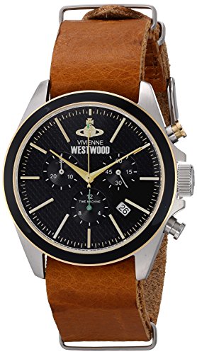 Vivienne Westwood Camden Lock II Men's Quartz Watch with Black Dial Analogue Display and Brown Leather Strap VV069BKBR