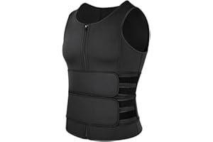 YINHING Gilet Sauna Modellante per Il Corpo, Gilet Modellante per Il Corpo da Uomo, Gilet Fitness da Palestra Traspirante con Doppia Cintura (Nero L)
