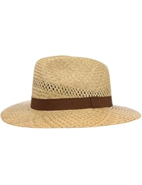 Classic Traveller Strohhut für Damen und Herren, Sonnenhut aus 100% Stroh in der Farbe Natur, Sommerhut mit braunem...