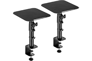 Audio Array AA-21 Speaker Stand Pair | 15KG Capacity | Height, Tilt & Rotation Adjustable | Steel Build | Smart Cable Management | Sound Editing, Music Production Speaker Stand For Desk | Black