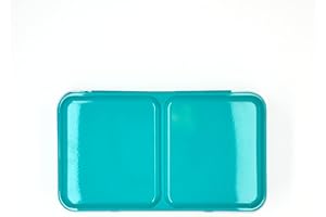 My Rock Way Boîte Portable Turquoise Vide en métal pour Aquarelle 12 Demi-Godets ou 6 Godets avec Palette de mélange et Fond Plat. Boîte d'aquarelle de Voyage légère, Parfait pour Un Cadeau