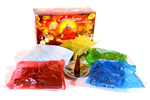 XXL Räucherkegel Set, Premium Mix mit 5 verschiedenen Duftrichtungen: Sandal (Sandelholz), Rose, Jasmin, Agarwood (Adlerholz), Musk (Moschus) Räucherkerzen inkl. Räucherkegelhalter in der exklusiven Luxflair© Edition - 2