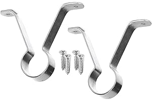 SISI UK Pack of 2 Hanging Rod Wardrobe Rail Bracket Supports Large Chrome Hanging Rods Support Brackets Hanging Rod Centre Fix Brackets for Wardrobe Rods Fits for 25mm Rail, Silver