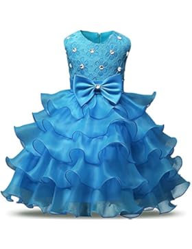 YuanYan Baby Mädchen Spitze Blume Hochzeit Pageant Prinzessin Bowknot Kommunion Party Kleid für Weihnachten /...